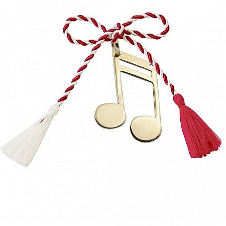 Martisoare aur si argint - Martisor din aur galben 14K Music cu snur rosu