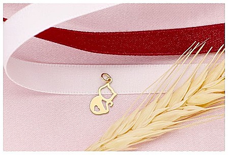 Martisor din aur galben 14K Pisicuta cu snur rosu [1]