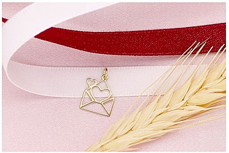 Martisor din aur galben 14K Send My Love cu snur rosu [1]