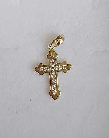 Medalioane de aur 14k Cruce cu pietre albe dama [1]