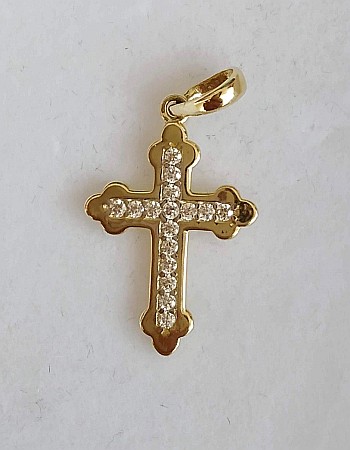 Bijuterii din aur - Medalioane de aur 14k Cruce cu pietre albe dama