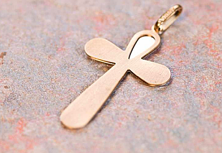 Medalion Cruce mare de aur 14k damac- Bijuterii aur [1]