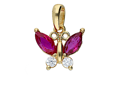 Bijuterii din aur - Medalion dama aur 14K galben fluturas zirconii siclam