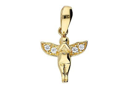 Bijuterii din aur - Medalion dama aur 14K galben ingeras cu pietre zirconia