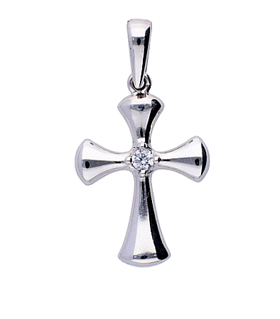 Medalion dama Cruce aur alb 14k bijuterii zirconia [0]