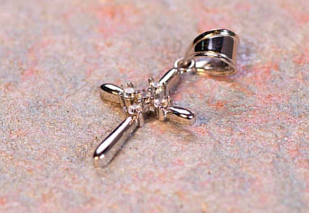 Medalion din aur alb dama CRUCE cu pietricele zirconiu [0]