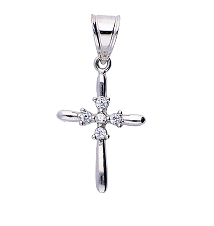 Medalion din aur alb dama CRUCE cu pietricele zirconiu [1]