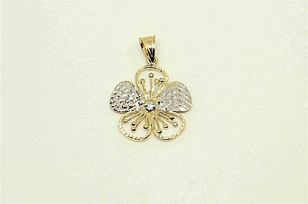 Medalion din aur galben 14k Floare dantelata [1]