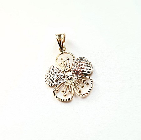 Martisoare aur si argint - Medalion din aur galben 14k Floare dantelata