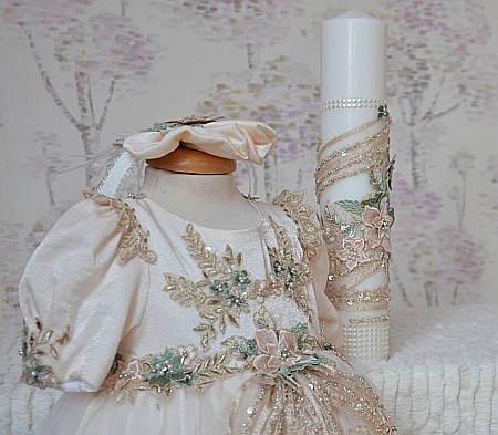 Modele Lumanari Botez scurte - Lumanare botez eleganta cu dantela, My Precious [1]