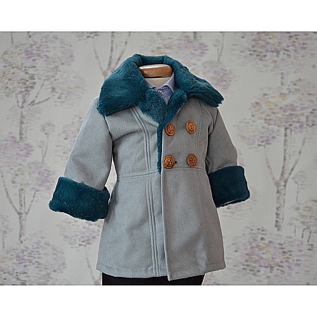 Costume Botez - Palton bebelusi de botez baieti toamna-iarna, Puf Gri