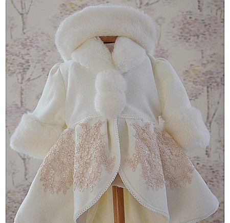 Palton de botez bebelusi fetite SNOW Toamna-Iarna ocazii speciale, 3 piese [5]