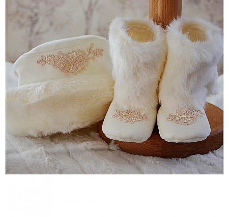 Palton de botez bebelusi fetite SNOW Toamna-Iarna ocazii speciale, 3 piese [6]