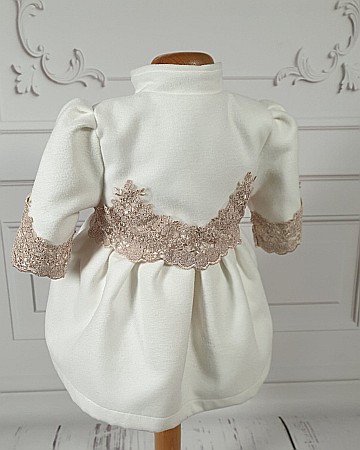 Paltonas alb-ivoire elegant de bebelusi fetite pentru botez, Lisa [2]
