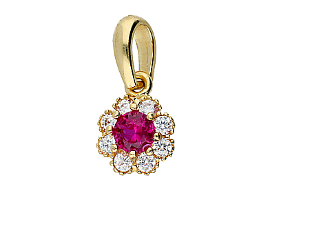 Bijuterii din aur - Pandant dama din aur 14K galben floricica zirconia siclam
