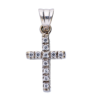 Pandant din aur alb Medalion Cruciulita pietricele zirconiu [0]