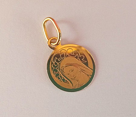 Pandant din aur galben 14K ICONITA Maica Domnului banut 11 mm [1]