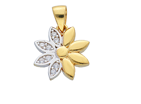 Bijuterii din aur - Pandantiv dama din aur 14K galben si alb floricica