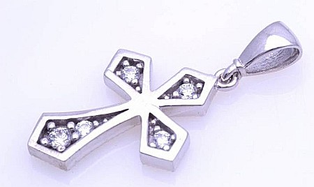 Pandantiv din aur alb Medalion CRUCE Grecia pietricele zirconiu [1]