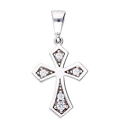 Pandantiv din aur alb Medalion CRUCE Grecia pietricele zirconiu [0]