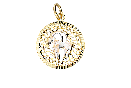 Bijuterii din aur - Pandativ din aur 14K galben si alb zodia capricorn