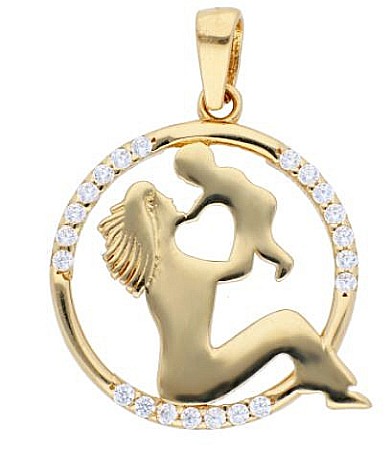 Bijuterii din aur - Pandativ medalion dama din aur 14k Mama si copilul