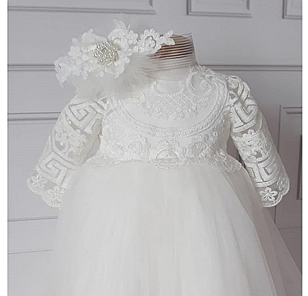 Rochie botez fetita dantela alba pentru vara, ODETTE [1]