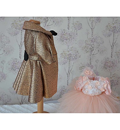 Rochie de botez vara fetite ECLIPSE corai cu paltonas, 4 piese [4]