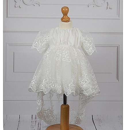 Rochita alba botez bebe fete CHARLIZE din dantela, 4 piese [4]
