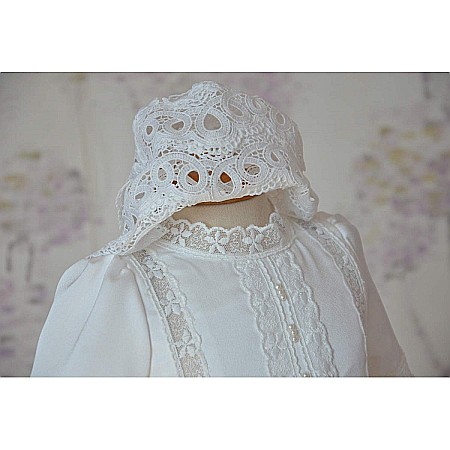 Rochita alba botez catolic fete bebe CATHOLIC cu dantela vintage, 3 piese [1]