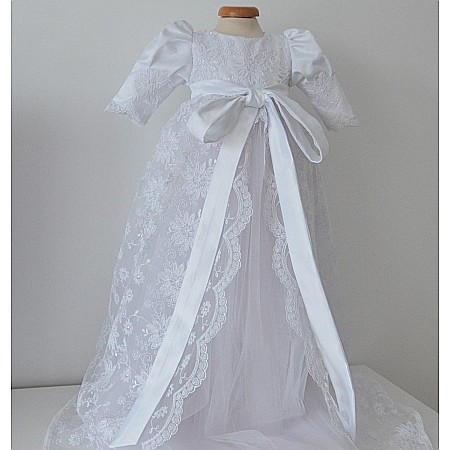 Rochite Botez - Rochita alba de botez catolic ANGEL - set dantela alba, 3 piese