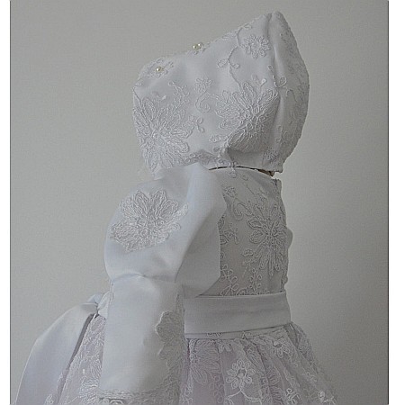 Rochita alba de botez catolic ANGEL - set dantela alba, 3 piese [1]