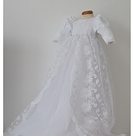 Rochita alba de botez catolic ANGEL - set dantela alba, 3 piese [5]