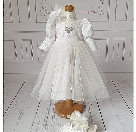 Rochita botez bebe de vara, tafta alba, BLANCHE [1]