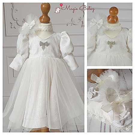 Rochite Botez - Rochita botez bebe de vara, tafta alba, BLANCHE