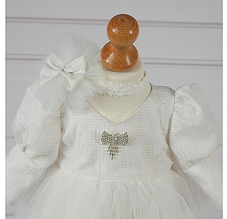 Rochita botez bebe de vara, tafta alba, BLANCHE [3]