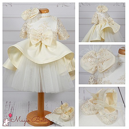 Rochite Botez - Rochita botez bebe fete alb-ivoire de vara INNOCENCE