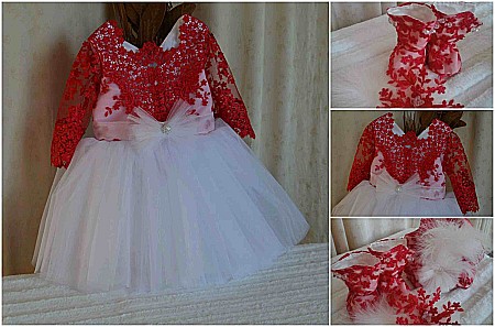 Rochite Botez - Rochita botez bebe fete rosie de vara Red Elegance