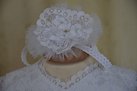 Rochita botez bebe fetite Camille- set elegant din dantela, 3 piese [3]