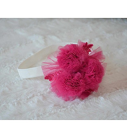 Rochita botez bebe roz pentru vara CARINA - set elegant tull si dantela fucsia ocazii speciale, 3 piese [4]