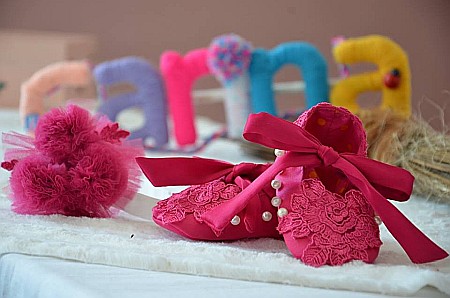 Rochita botez bebe roz pentru vara CARINA - set elegant tull si dantela fucsia ocazii speciale, 3 piese [3]