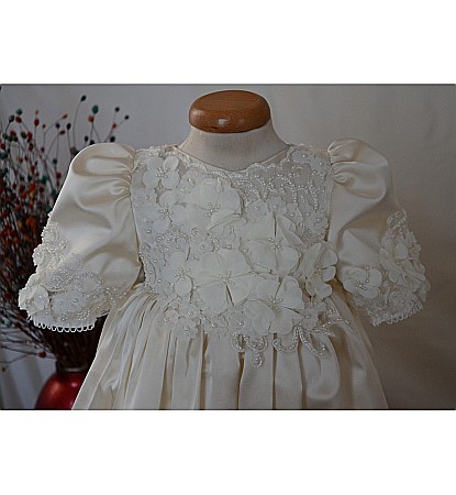 Rochita botez catolic de vara GRACE set elegant din dantela 3D, 4 piese [2]