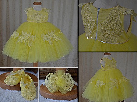 Rochita Botez Fete pentru vara, dantela Galbena si lumanare 5 Piese, Sunshine Bolero [1]