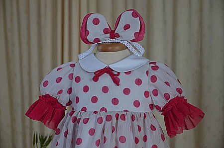 Rochita botez fete pentru vara, MINNIE- set vesel cu buline pentru ocazii speciale, 3 piese [1]