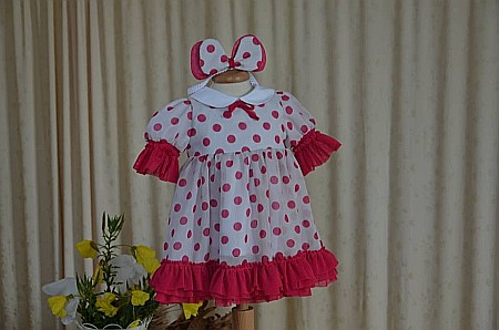 Rochita botez fete pentru vara, MINNIE- set vesel cu buline pentru ocazii speciale, 3 piese [2]