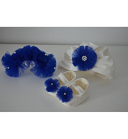 Rochita botez fetite CRAIASA albastra cu turban, 4 piese [2]