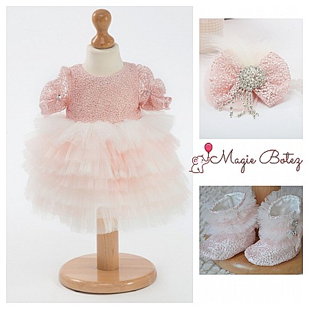 Rochite Botez - Rochita botez fetite fete bebe BELLE cu tull si Swarovsky