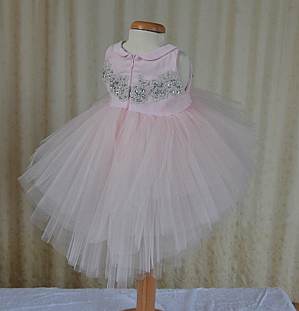Rochita de botez roz de vara fetite DAPHNE - set dantela argintie, 3 piese [2]