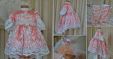 Rochita eleganta de botez bebe fetita Corai Princess, 4 piese [1]