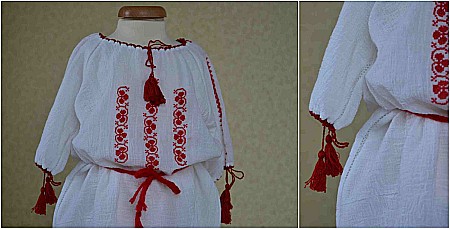 Rochita-Ie traditionala populara de botez ANA, cusuta manual [2]